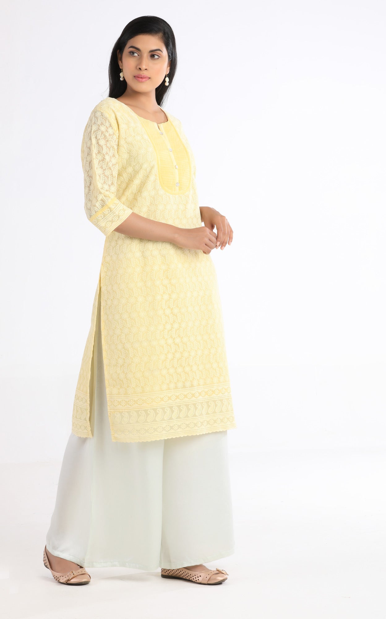 Ishani Yellow Hand Embroidered Kurta