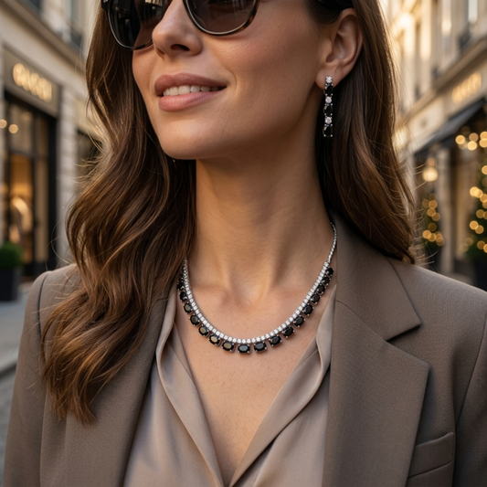 Elegant Midnight Onyx Handcrafted Fashion Jewelry Set