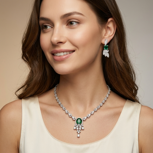 Emerald Elegance Handcrafted Necklace