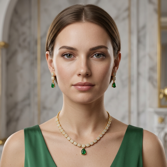 Elegant Emerald Glow: Verdant Teardrop Set