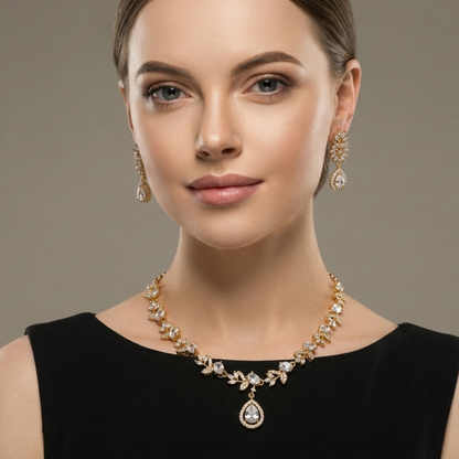 Chandrika Royal Bloom American Diamond Necklace Set