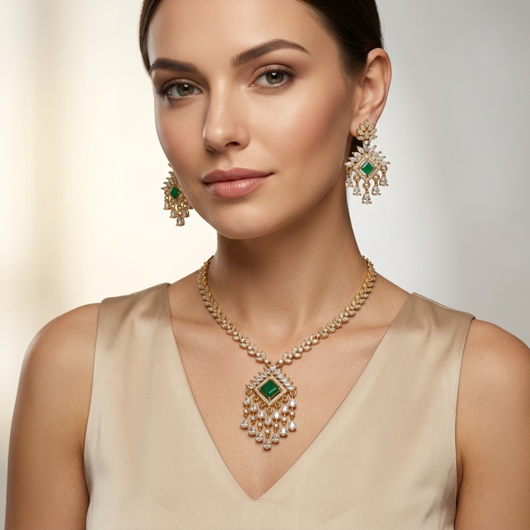 Regal Emerald Green Elegance Necklace Set