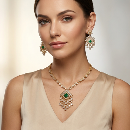 Regal Emerald Green Elegance Necklace Set