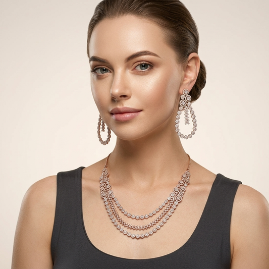 Golden Radiance Multi-Layer Crystal Necklace Set