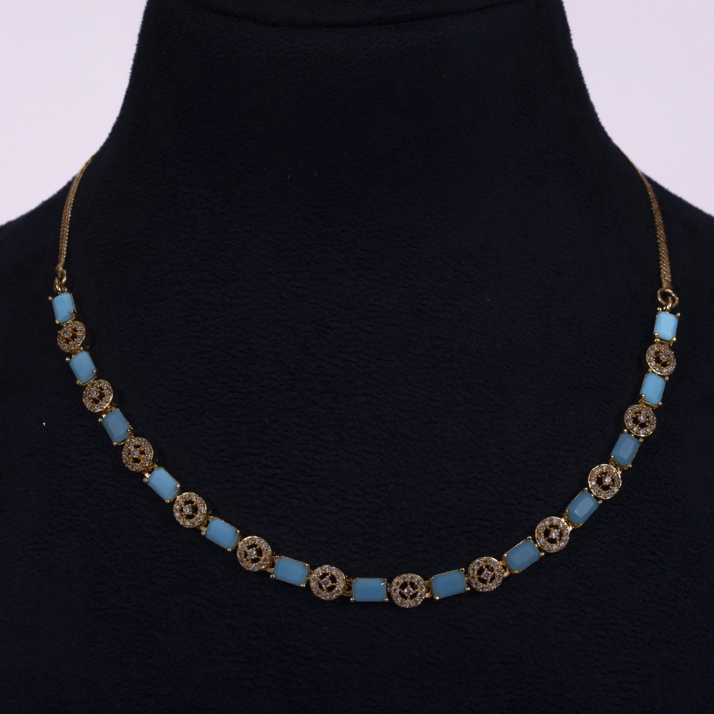 Emerald Green Glow Crystal Link Necklace Set