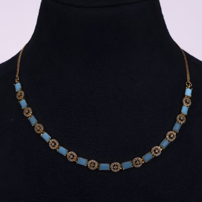 Emerald Green Glow Crystal Link Necklace Set