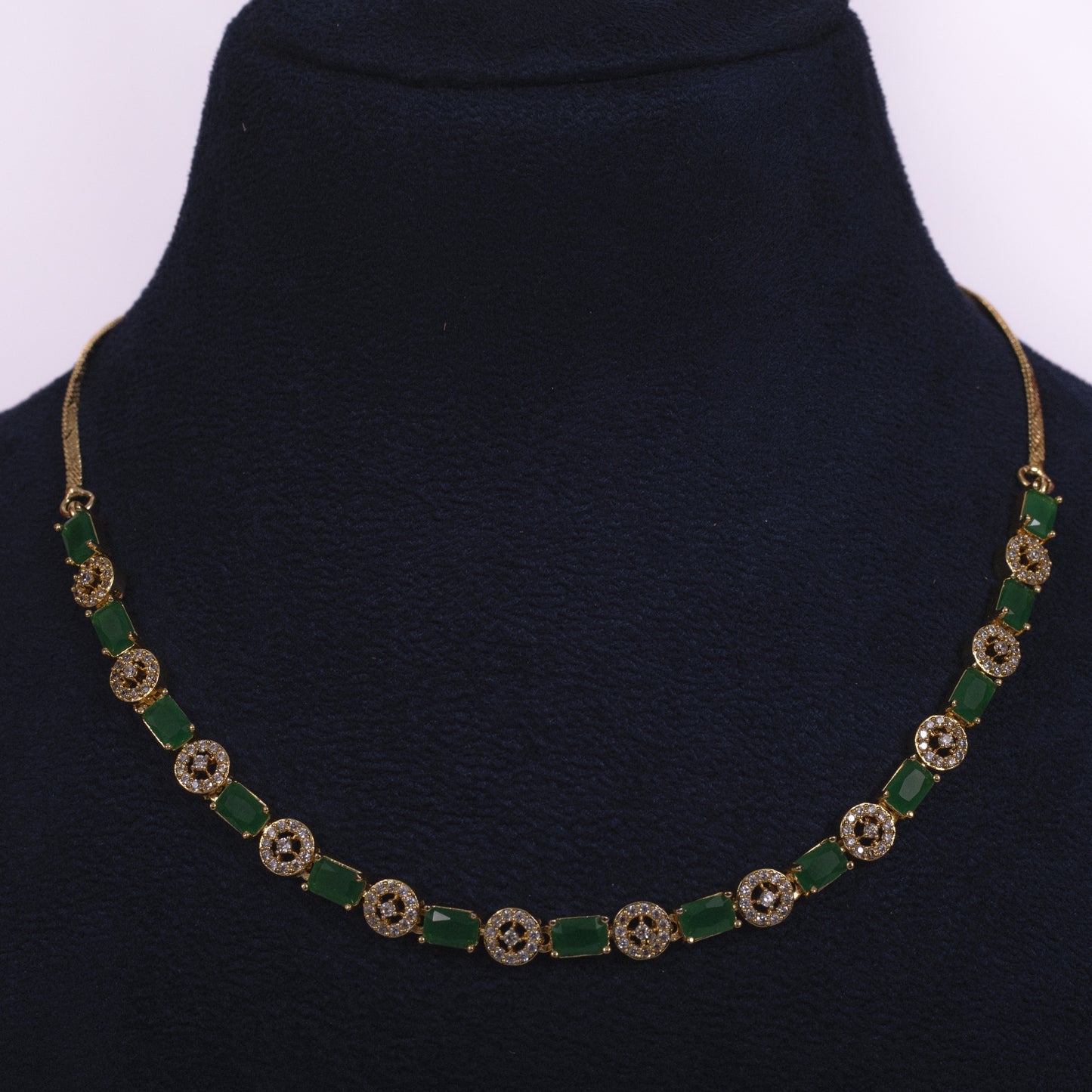 Emerald Green Glow Crystal Link Necklace Set