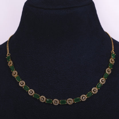 Emerald Green Glow Crystal Link Necklace Set