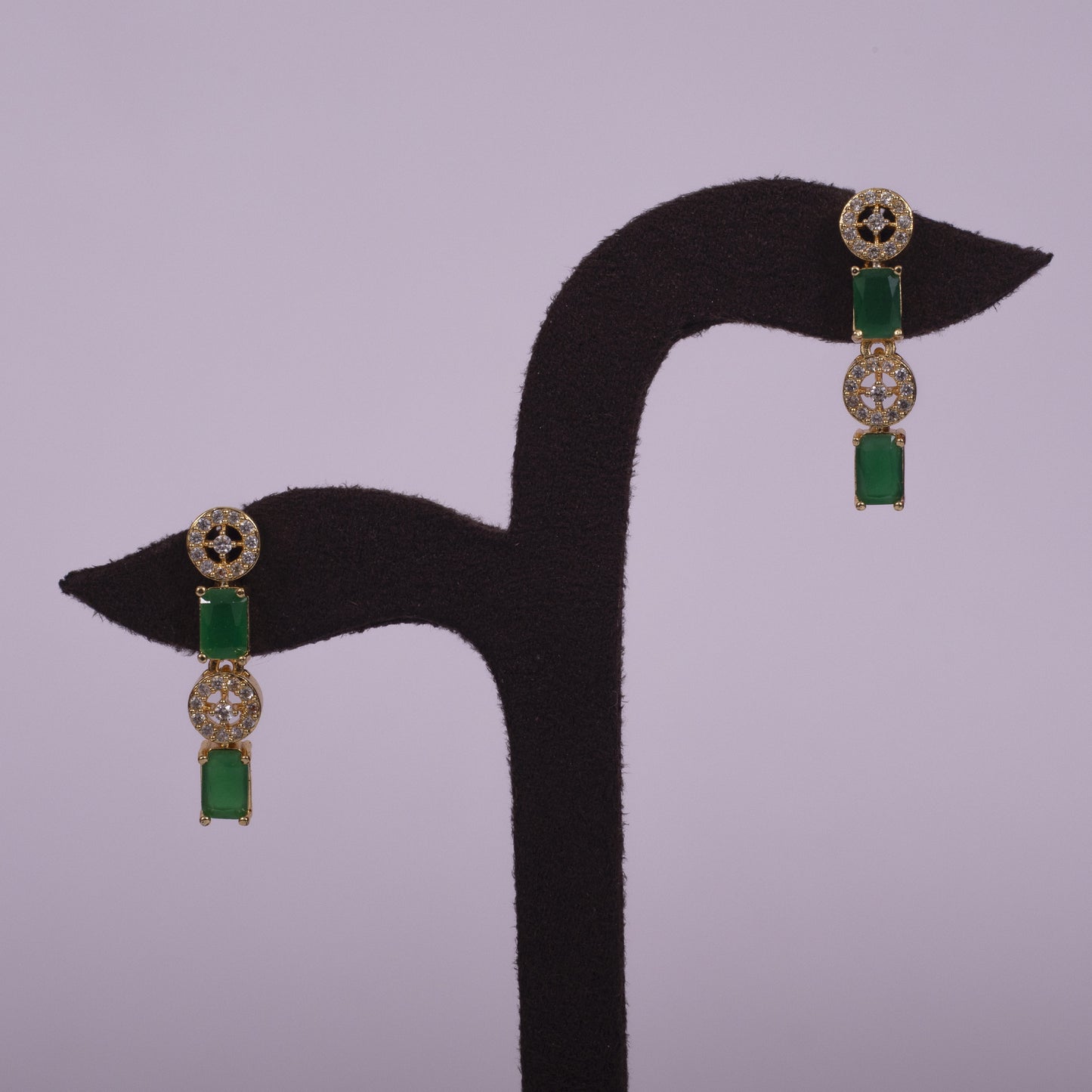 Emerald Green Glow Crystal Link Necklace Set