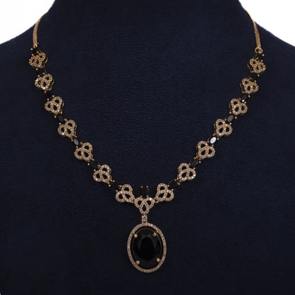 Midnight Blossom Black Stone Necklace Set