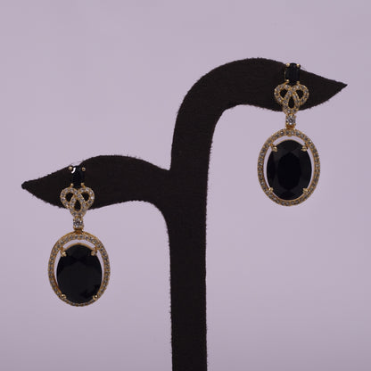 Midnight Blossom Black Stone Necklace Set