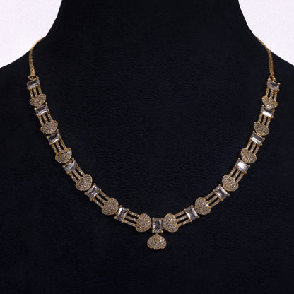 Handcrafted Fashion Jewelry - Elegant American Diamond Necklace with Teardrop Pendant