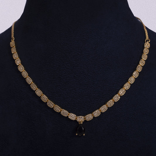 Handcrafted Emerald-Drop Gold-Toned Necklace