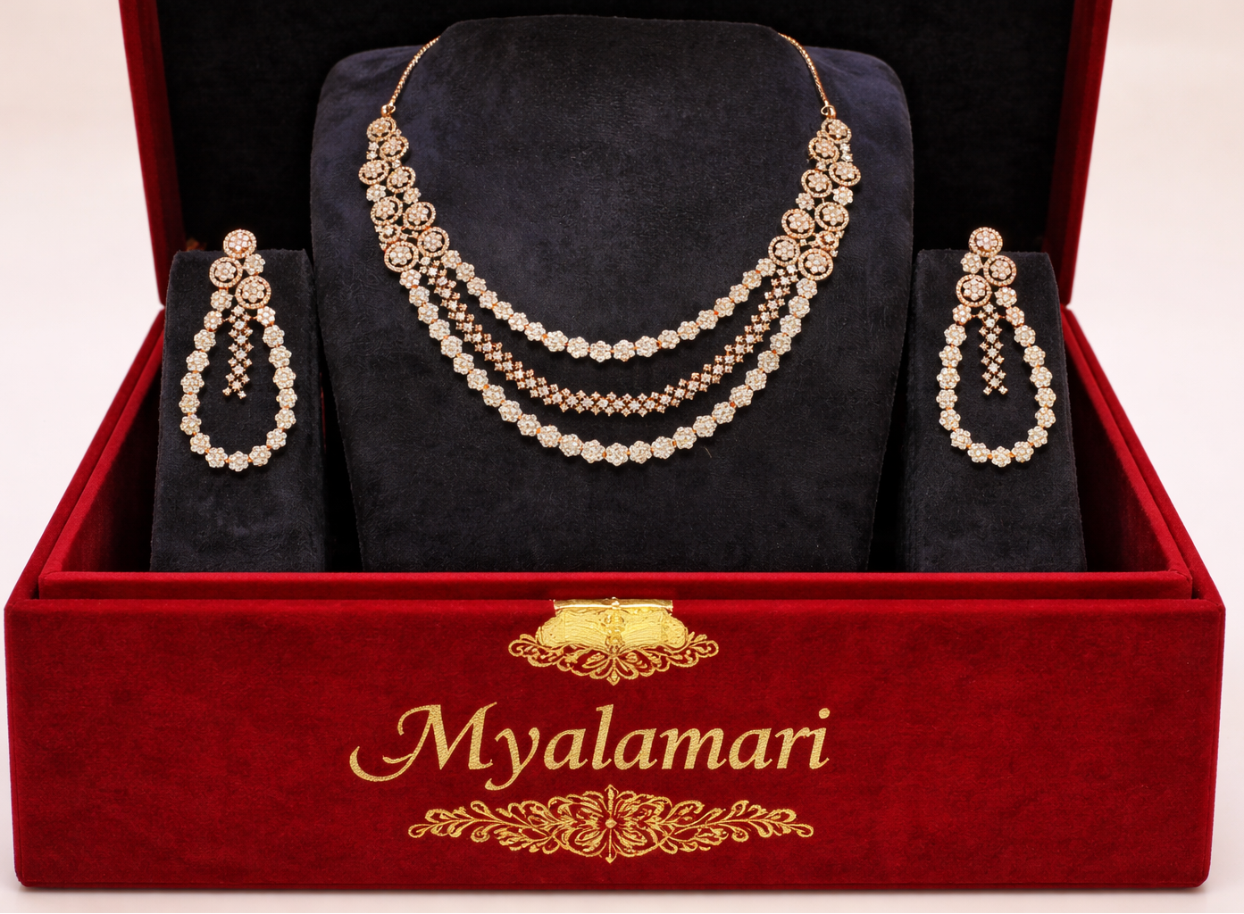 Golden Radiance Multi-Layer Crystal Necklace Set