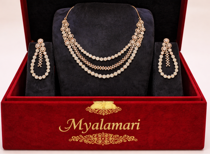 Golden Radiance Multi-Layer Crystal Necklace Set