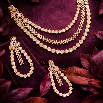 Golden Radiance Multi-Layer Crystal Necklace Set
