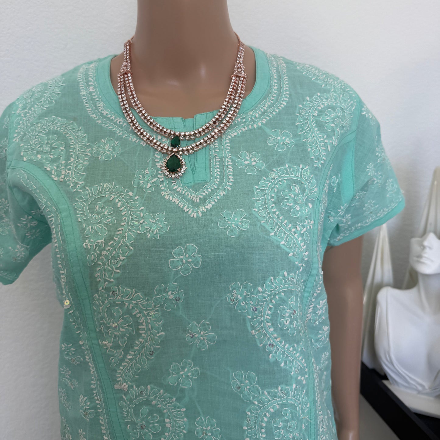 Emerald Elegance Two-Layer Necklace & Earring Set