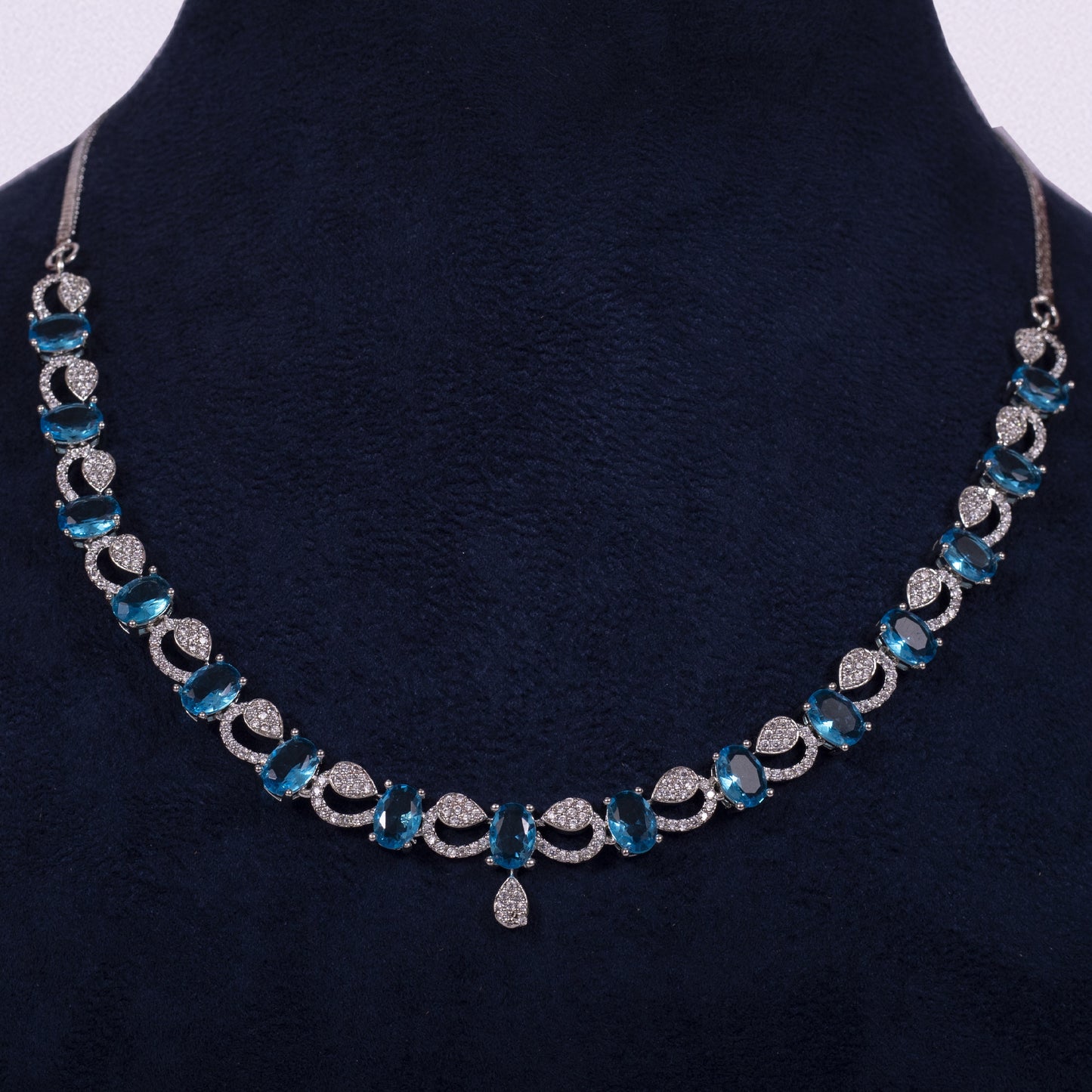 Azure Sparkle Teardrop Necklace Set