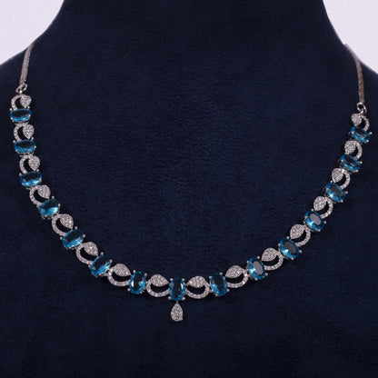 Azure Sparkle Teardrop Necklace Set