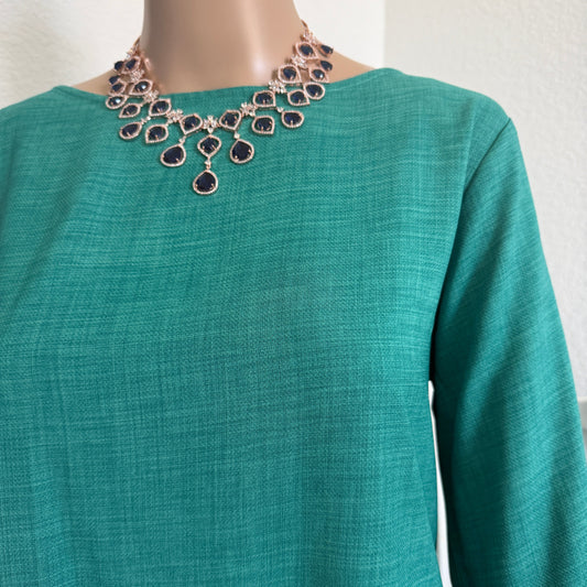 Navy Teardrop Necklace and Earring Set