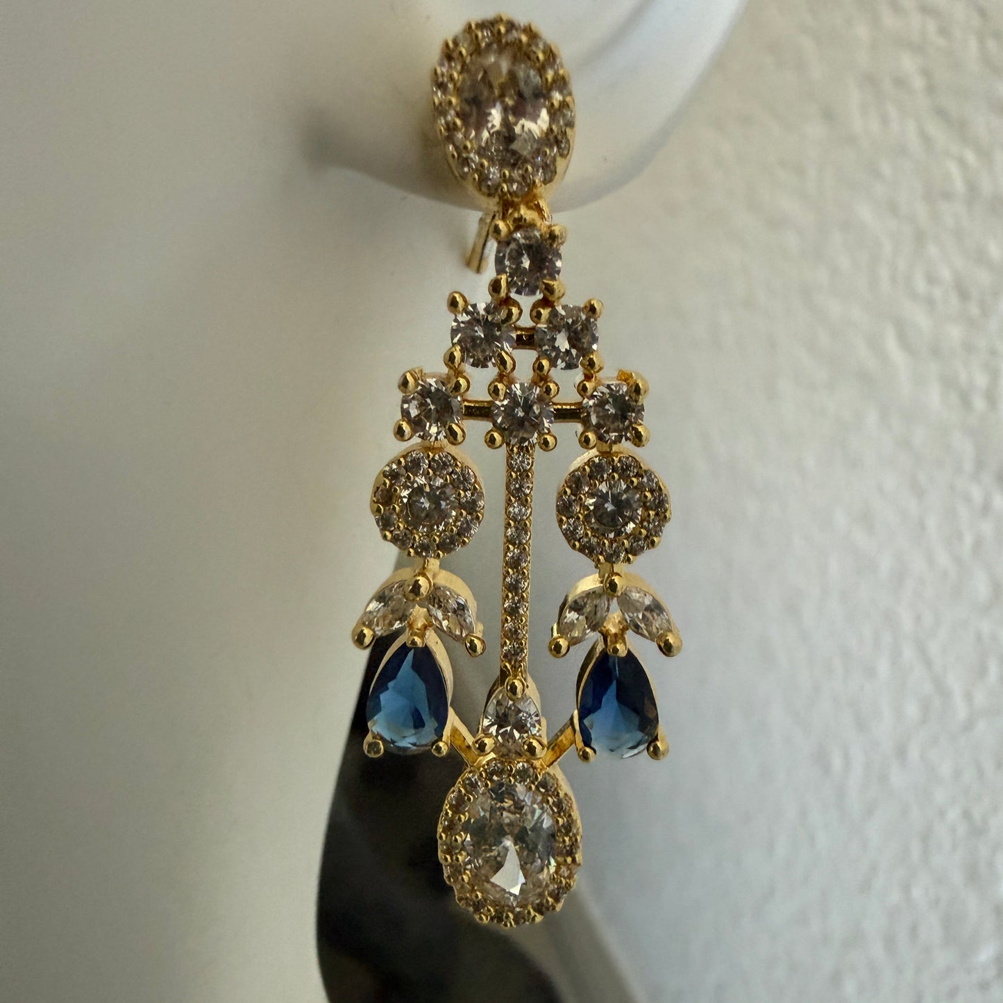 Royal Blue Crystal Drop Gold-Tone Necklace