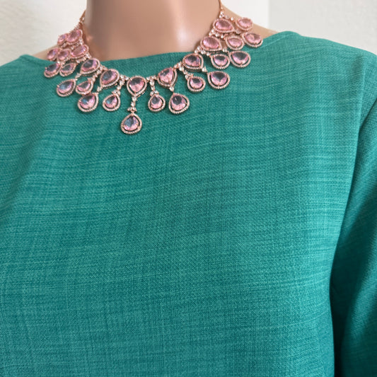 Pink and White Two layer teardrop Necklace set