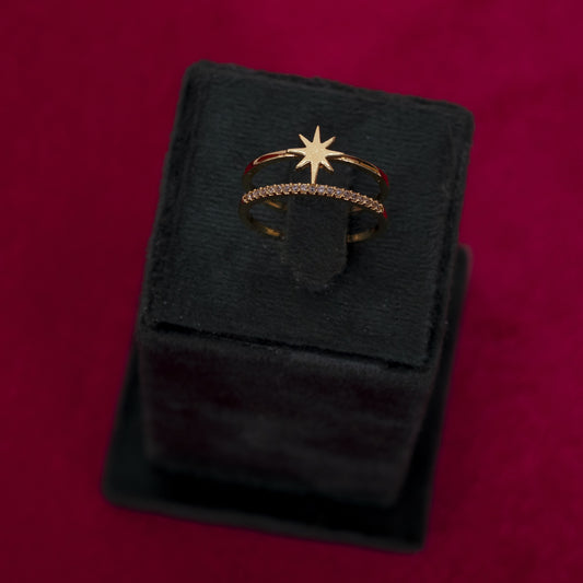 Celestial Starburst Double-Band Ring