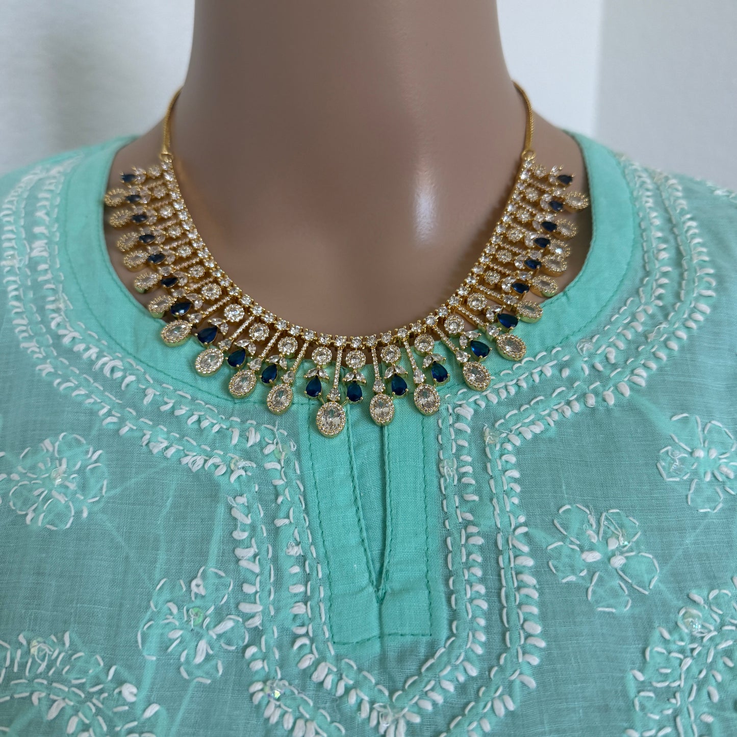 Emerald Elegance Two-Layer Necklace & Earring Set