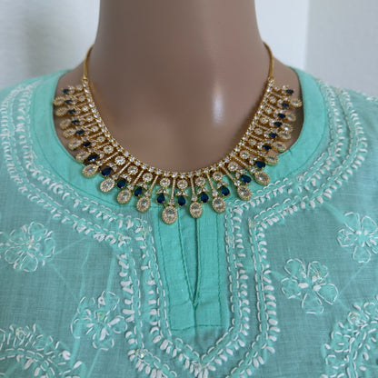 Emerald Elegance Two-Layer Necklace & Earring Set