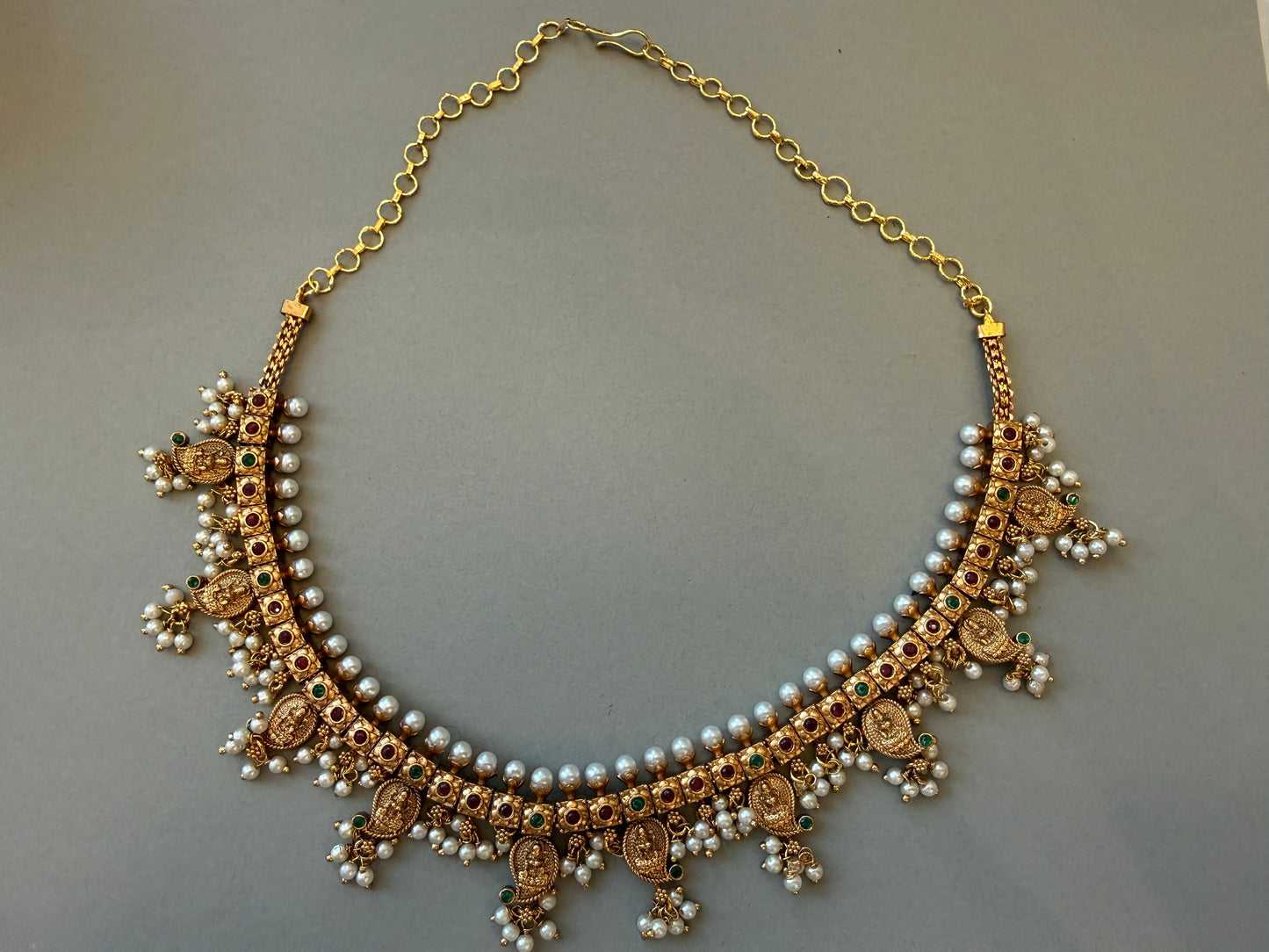 Temple-Inspired Pearl Drop Choker Necklace