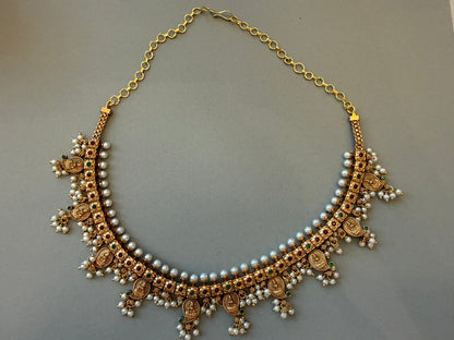 Temple-Inspired Pearl Drop Choker Necklace