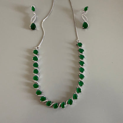 Green Teardrop Necklace and Earring set