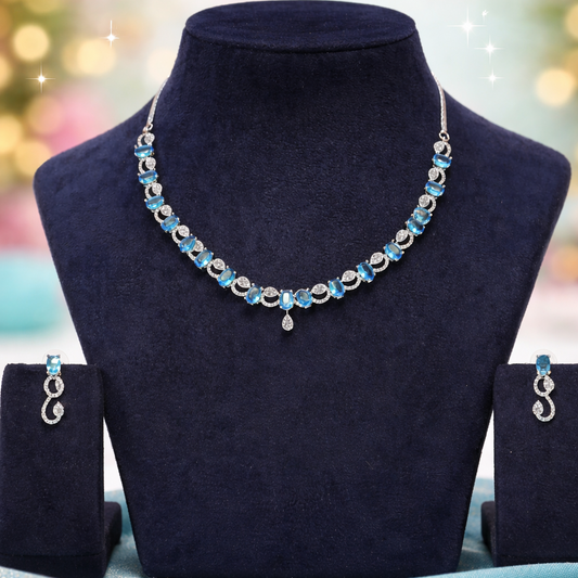 Azure Sparkle Teardrop Necklace Set