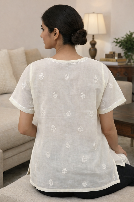 Noor-e-Chikan Cream Chikankari Kurta