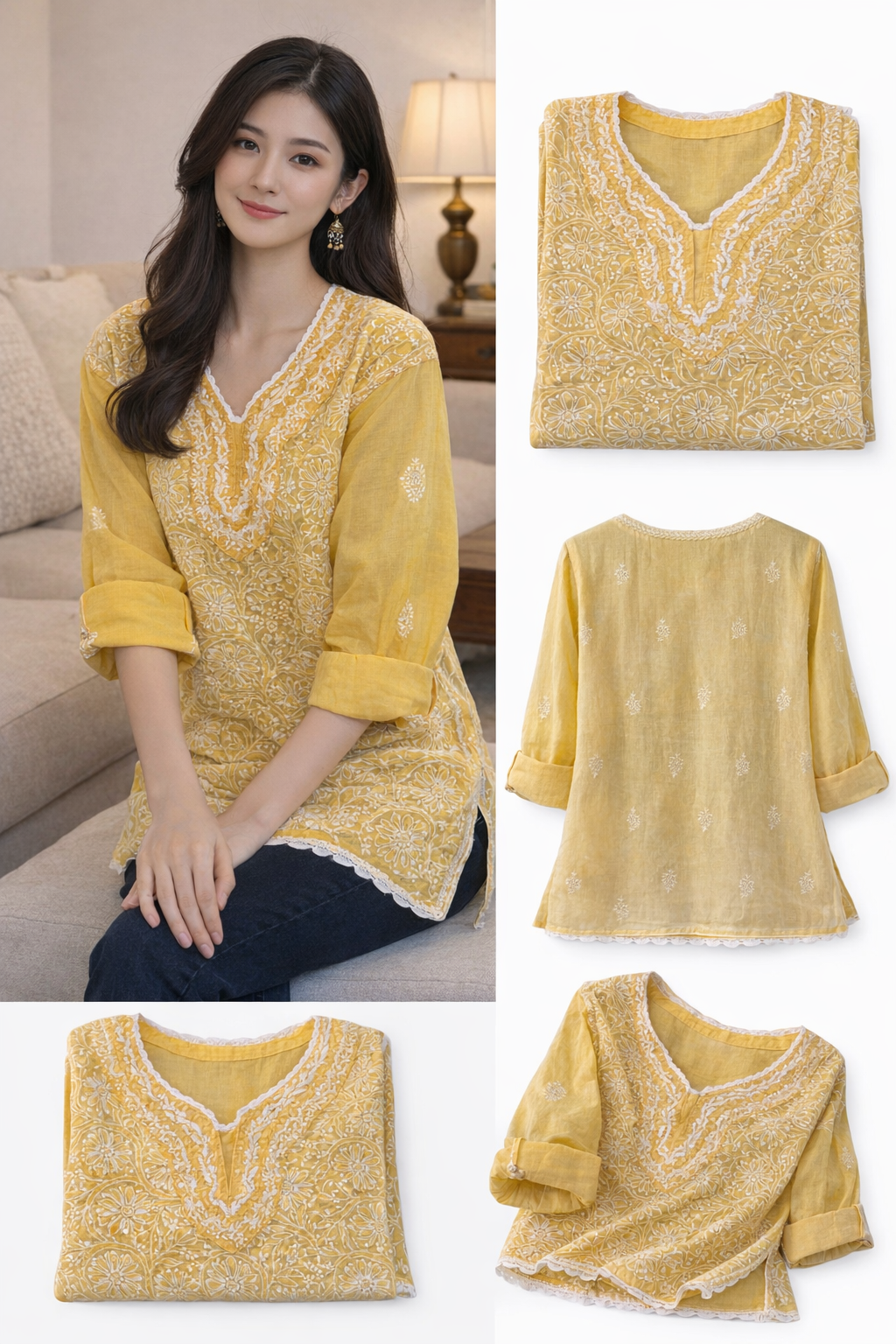 Sona Mustard Yellow Chikankari Kurta