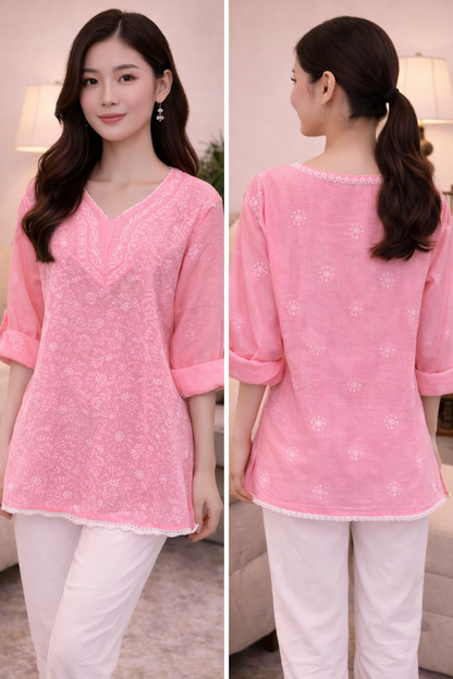 Rooh Blush Pink Chikankari Kurta