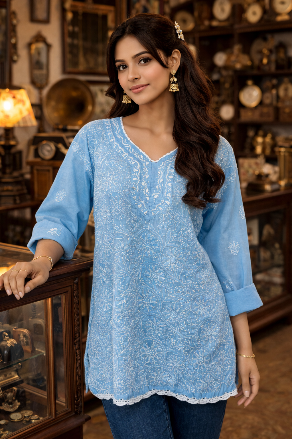 Richa Baby Blue Chikankari Kurta