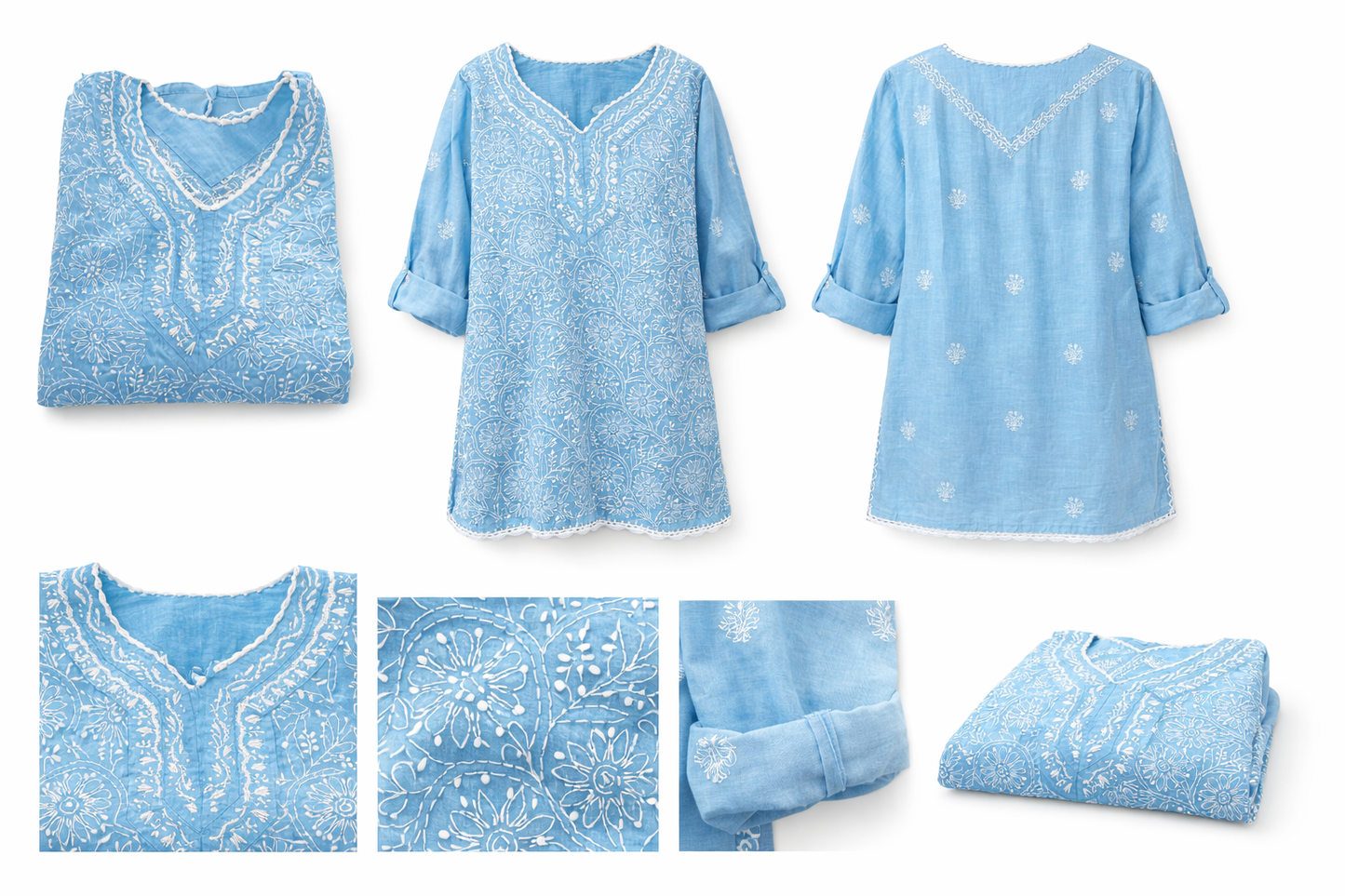 Richa Baby Blue Chikankari Kurta