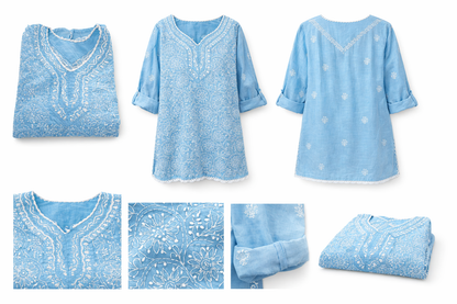 Richa Baby Blue Chikankari Kurta