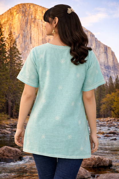 Sharon Sea green Chikankari kurta