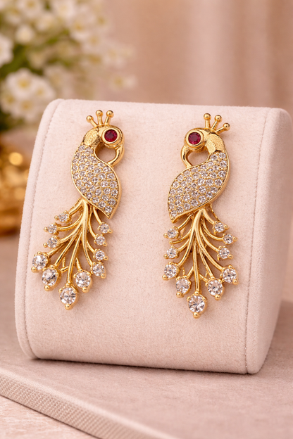 Gracie Gold plated peacock necklace with matching earrings