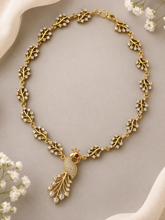 Gracie Gold plated peacock necklace with matching earrings