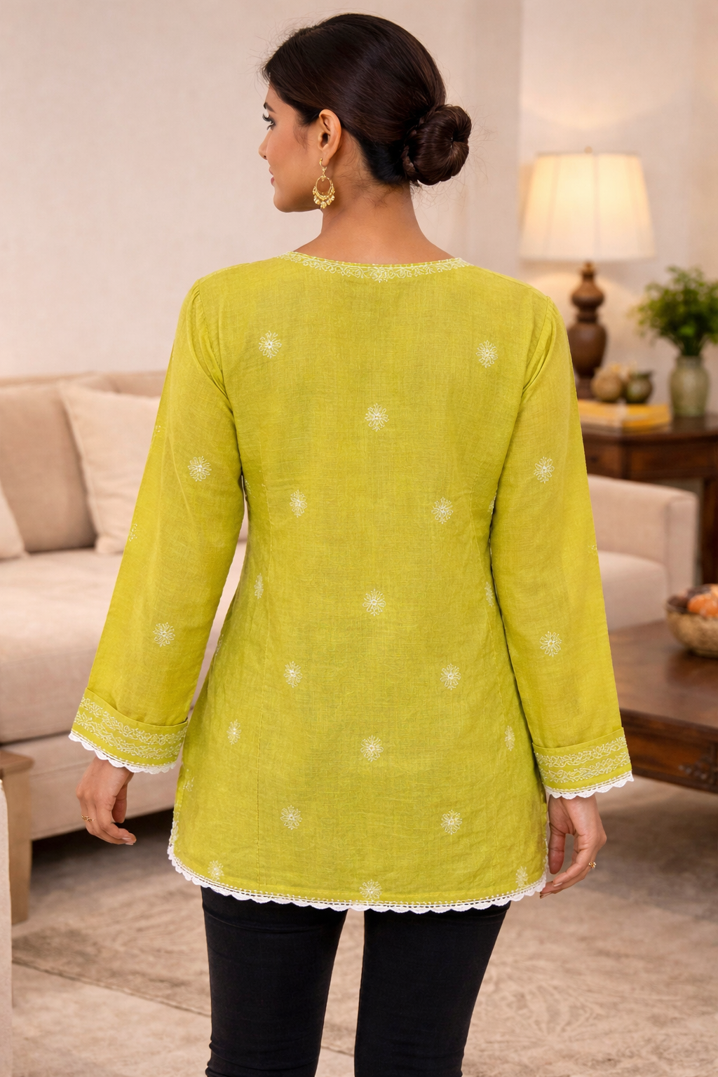 Zaitun Olive Green Chikankari Kurta