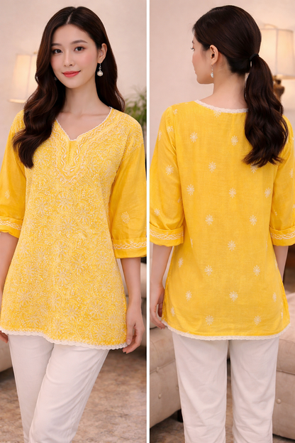 Sona Mustard Yellow Chikankari Kurta