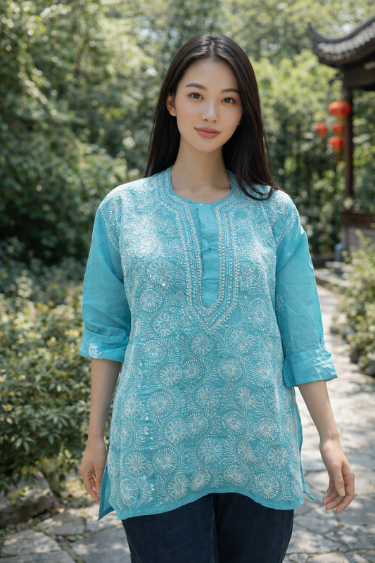 Neel – Sky Blue Chikankari Kurta