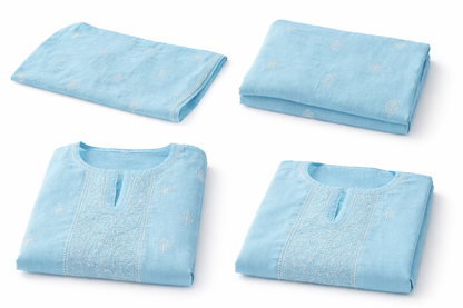 Priya Ocean Blue Chikankari Kurta