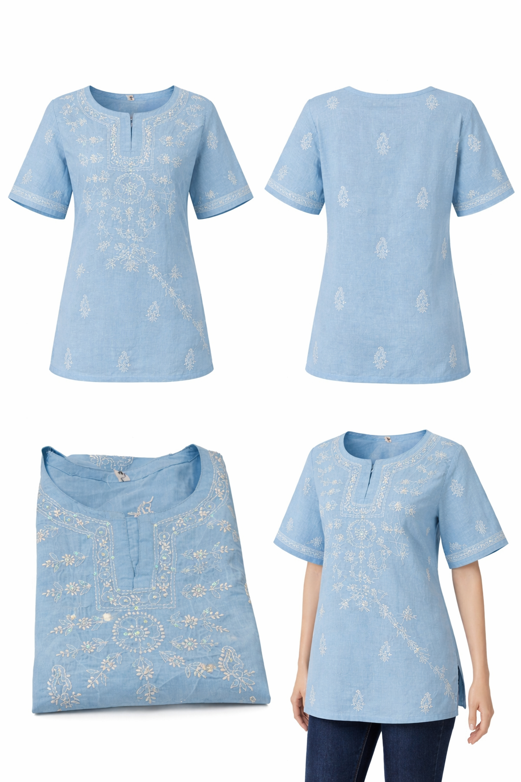 Nina Sky blue chikankari kurta