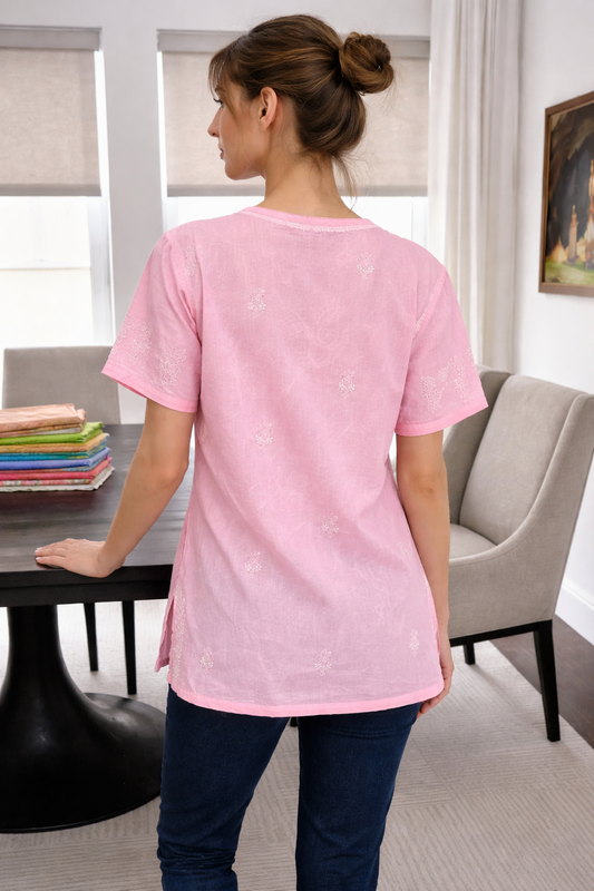 Megha Pink Chikankari kurta