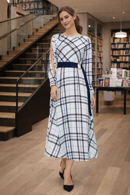Black and White Checkered Midi
