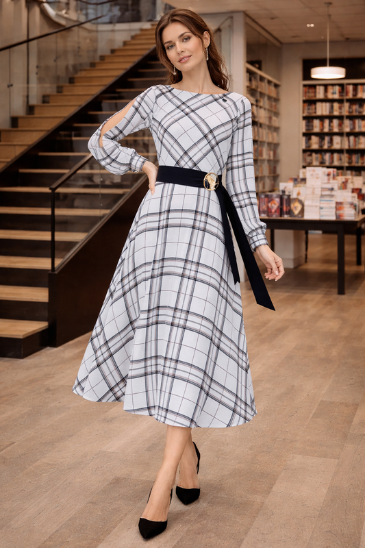Black and White Checkered Midi